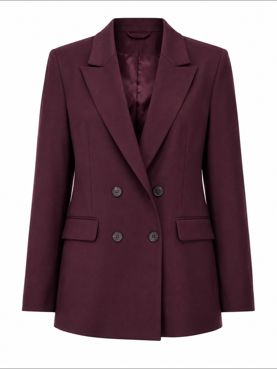 H&M Jackets & Blazers - Women's Double-Breasted Blazer Jacket - Deep Plum